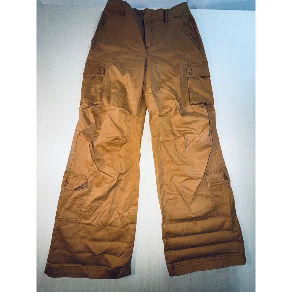 Wild Fable Brown Cargo Pants Womens Medium High Rise Wide Leg Utility Stretch